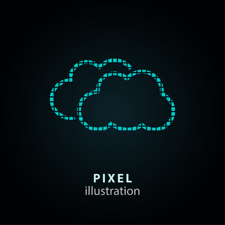 Clouds sky - pixel icon. Vector Illustration. Design  element. Isolated on black background. It is easy to change to any color.のイラスト素材
