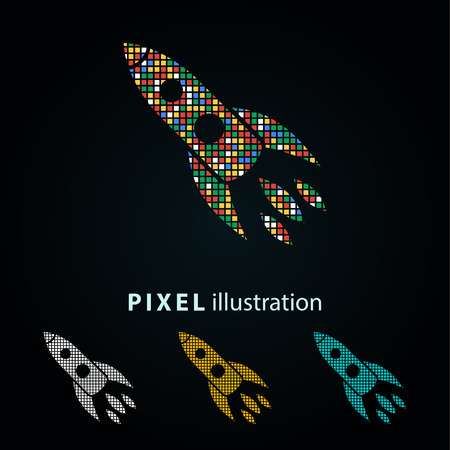 Rocket - pixel icon. Vector Illustration.のイラスト素材