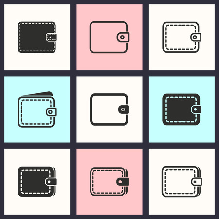 Wallet vector icons set. Illustration isolated for graphic and web design.のイラスト素材