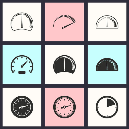 Speedometer vector icons set. Illustration isolated for graphic and web design.のイラスト素材
