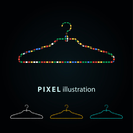 Hanger - pixel icon. Vector Illustration. Design logo element. Isolated on black background. It is easy to change to any color.のイラスト素材