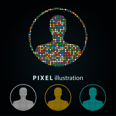 Assistance - pixel icon. Vector Illustration. Design logo element. Isolated on black background. It is easy to change to any color.のイラスト素材