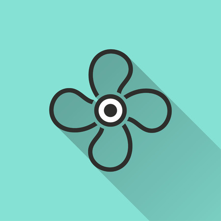 Fan vector icon with long shadow. Illustration isolated for graphic and web design.のイラスト素材