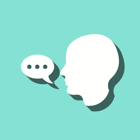 Assistance vector icon with shadow. White illustration isolated on green background for graphic and web design.のイラスト素材