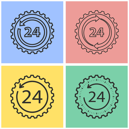 24 hour service vector icons set. Illustration isolated for graphic and web design.のイラスト素材