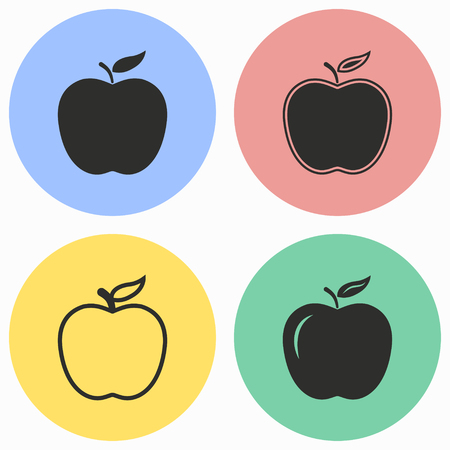 Apple vector icons set. Black illustration isolated for graphic and web design.のイラスト素材