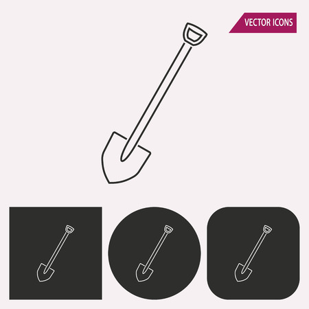 Shovel - black and white icons. Vector illustration.のイラスト素材