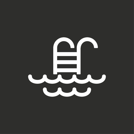 Pool vector icon. White illustration isolated on black background for graphic and web design.のイラスト素材