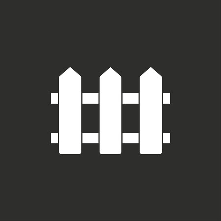 Fence vector icon. White illustration isolated on black background for graphic and web design.のイラスト素材