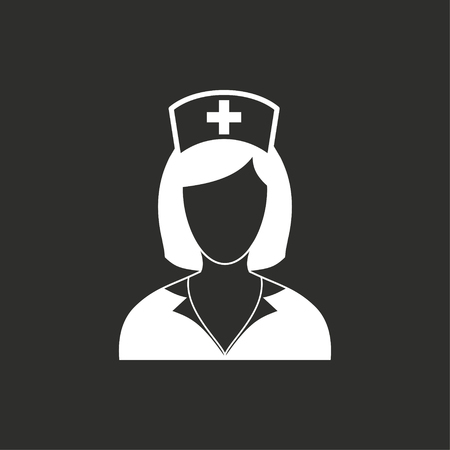 Nurse vector icon. White illustration isolated on black background for graphic and web design.のイラスト素材