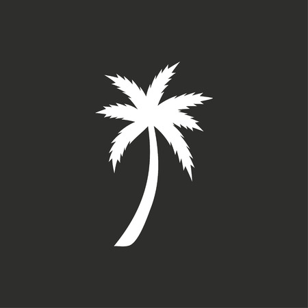 Palm tree vector icon. White illustration isolated on black background for graphic and web design.のイラスト素材