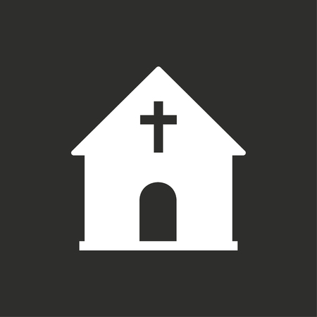 Hospital vector icon. White illustration isolated on black background for graphic and web design.のイラスト素材