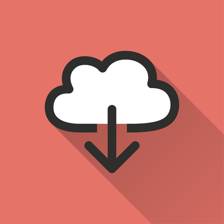 Download vector icon with long shadow. Illustration isolated on red background for graphic and web design.のイラスト素材