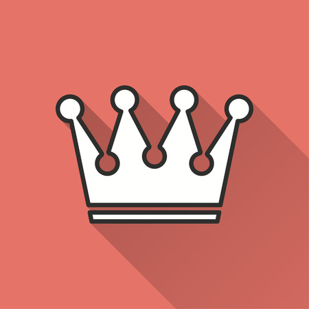 Crown vector icon with long shadow. Illustration isolated on red background for graphic and web design.のイラスト素材