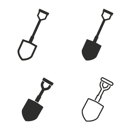 Shovel vector icons set. Black illustration isolated for graphic and web design.のイラスト素材