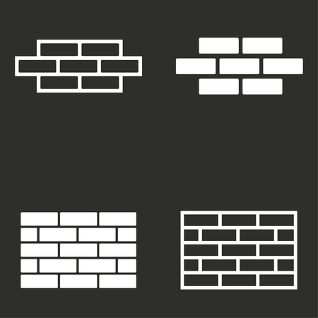 Brick wall vector icons set. White illustration isolated for graphic and web design.のイラスト素材