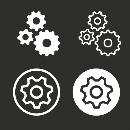 Settings vector icons set. White illustration isolated for graphic and web design.のイラスト素材