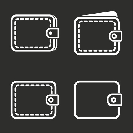 Wallet vector icons set. White illustration isolated for graphic and web design.のイラスト素材