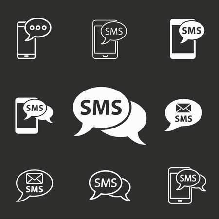 SMS vector icons set. Illustration isolated for graphic and web design.のイラスト素材