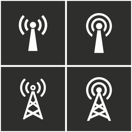 Communication tower vector icons set. Illustration isolated for graphic and web design.のイラスト素材