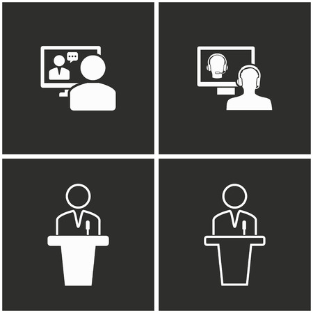 Conference vector icons set. Illustration isolated for graphic and web design.のイラスト素材