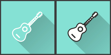 Guitar vector icon with long shadow. Illustration isolated for graphic and web design.のイラスト素材