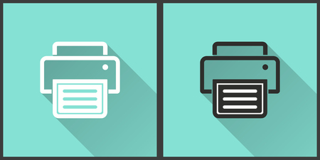 Printer vector icon with long shadow. Illustration isolated for graphic and web design.のイラスト素材