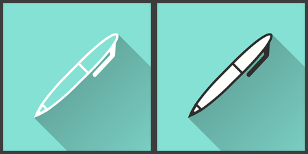 Pen vector icon with long shadow. Illustration isolated for graphic and web design.のイラスト素材