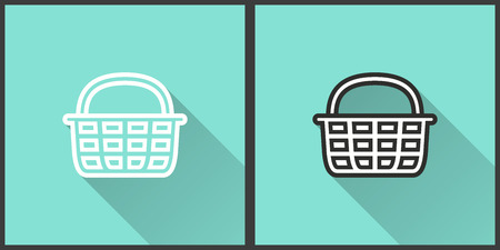 Shopping basket vector icon with long shadow. Illustration isolated for graphic and web design.のイラスト素材