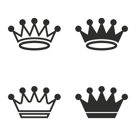 Crown vector icons set. Black illustration isolated for graphic and web design.のイラスト素材