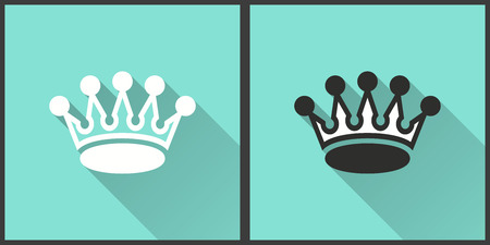 Crown vector icon with long shadow. Illustration isolated for graphic and web design.のイラスト素材