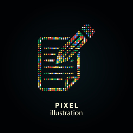 Notepad - pixel icon. Vector Illustration. Design logo element. Isolated on black background. It is easy to change to any color.のイラスト素材