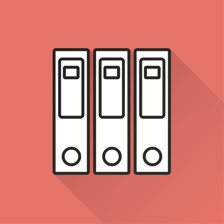 Binder vector icon with long shadow. Illustration isolated on red background for graphic and web design.のイラスト素材