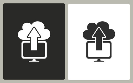 Upload - black and white icons. Vector illustration.のイラスト素材