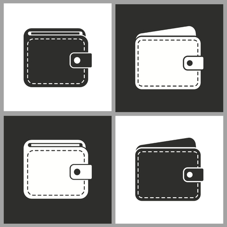 Wallet - black and white vector icons for graphic and web design.のイラスト素材