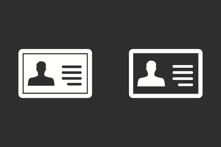 Identification card vector icon. White illustration isolated on black background for graphic and web design.のイラスト素材