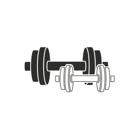 Dumbbell vector icon. Black illustration isolated on white background for graphic and web design.のイラスト素材