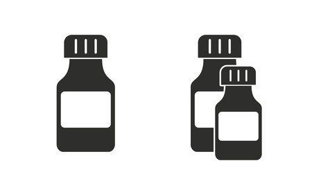 Medicine bottle vector icon. Black illustration isolated on white background for graphic and web design.のイラスト素材