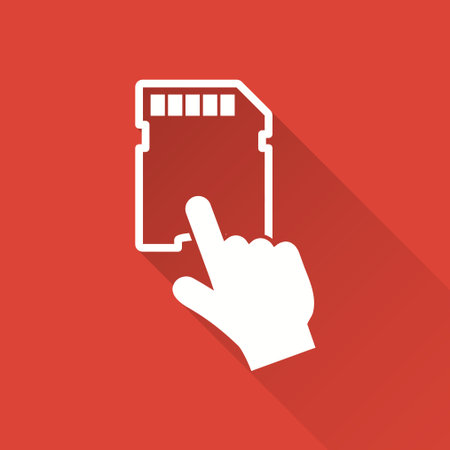 Memory card vector icon with long shadow.のイラスト素材