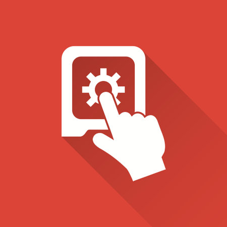 Safe vector icon with long shadow. White illustration isolated on red background for graphic and web design.のイラスト素材