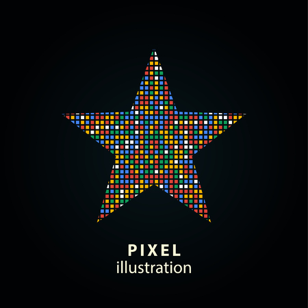 Star - pixel icon. Vector Illustration. Design logo element. Isolated on black background. It is easy to change to any color.のイラスト素材