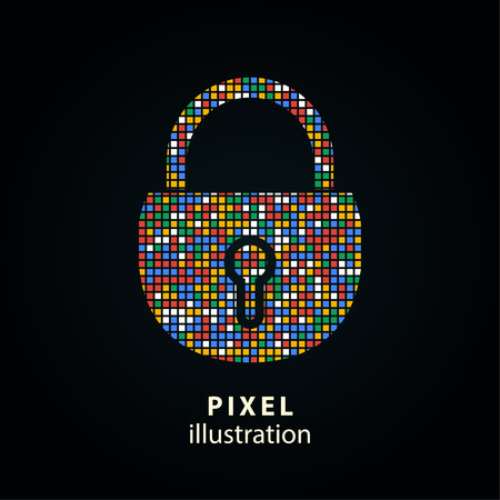 Lock - pixel icon. Illustration. Design element. Isolated on black . It is easy to change to any color.のイラスト素材