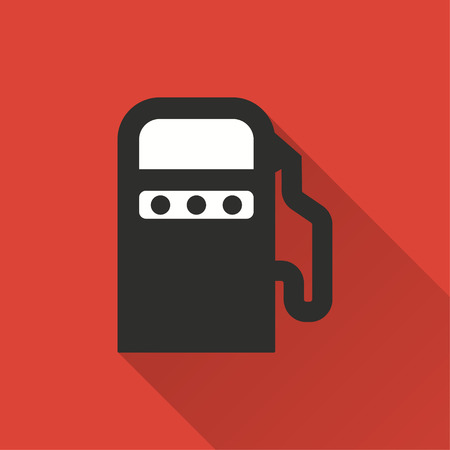Fuel vector icon with long shadow. Illustration isolated on red background for graphic and web design.のイラスト素材