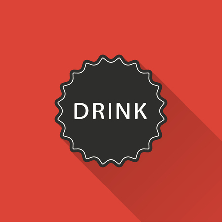 Bottle cap vector icon with long shadow. Illustration isolated on red background for graphic and web design.のイラスト素材