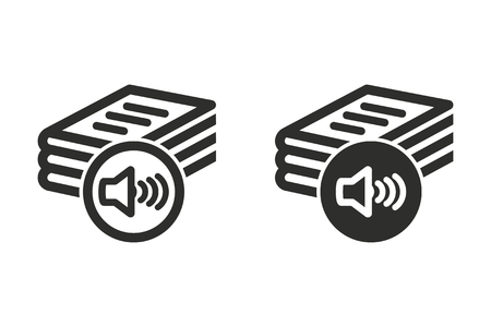 Audio book vector icon. Black illustration isolated on white background for graphic and web design.のイラスト素材