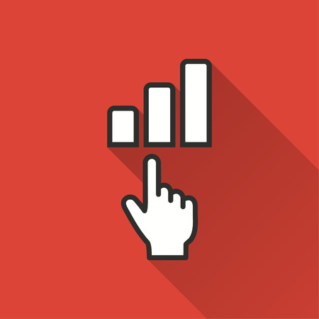 Analysis vector icon with long shadow. Illustration on red backgroun isolated for graphic and web design.のイラスト素材