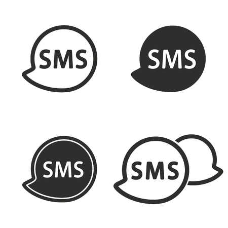 SMS vector icons set. black Illustration isolated for graphic and web design.のイラスト素材