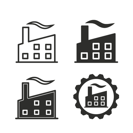 Factory vector icons set. black Illustration isolated for graphic and web design.のイラスト素材