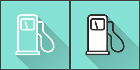 Fuel vector icon with long shadow. Illustration isolated on green background for graphic and web design.のイラスト素材