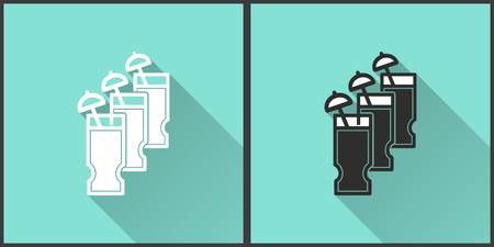 A Cocktail vector icon with long shadow. Illustration isolated on green background for graphic and web design.のイラスト素材